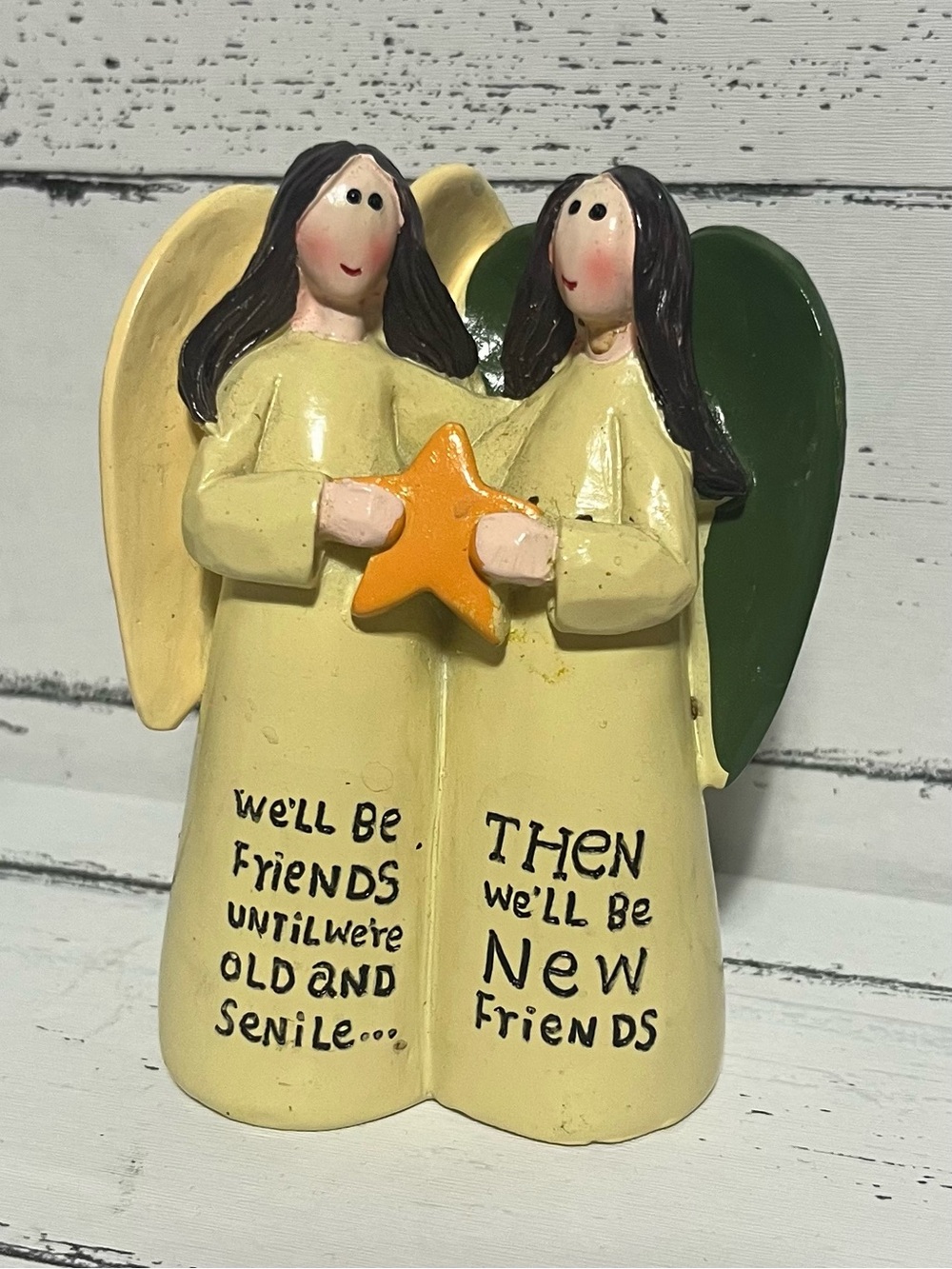 Vintage Friendship Angel Figurine Statue We’ll Be Friends Until We’re Old Senile